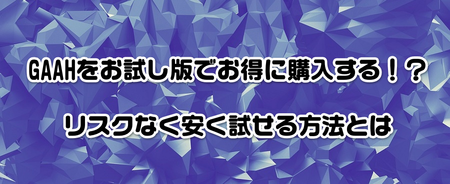 GAAHをお試し版でお得に購入する!?リスクなく安く試せる方法とは